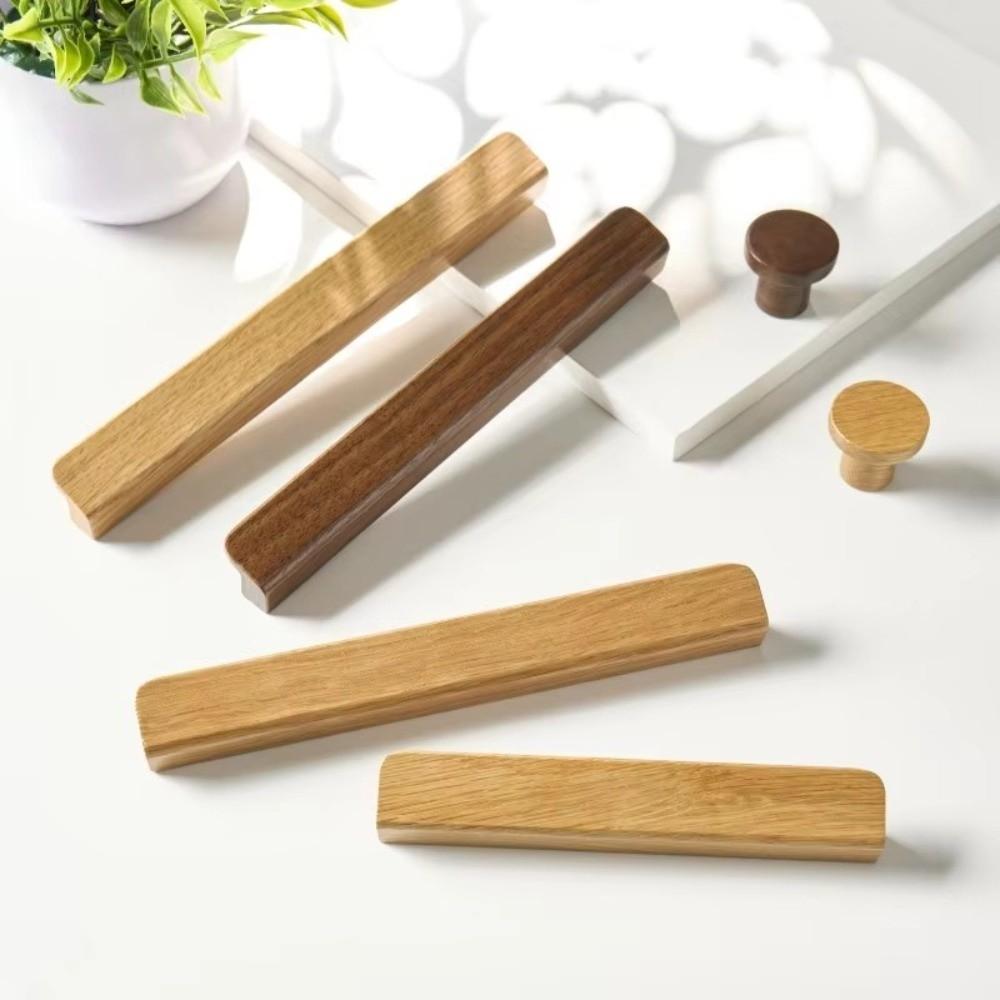 L Shaped Cabinet Pull Oak Walnut Bar Handle Elegant Wooden Knob