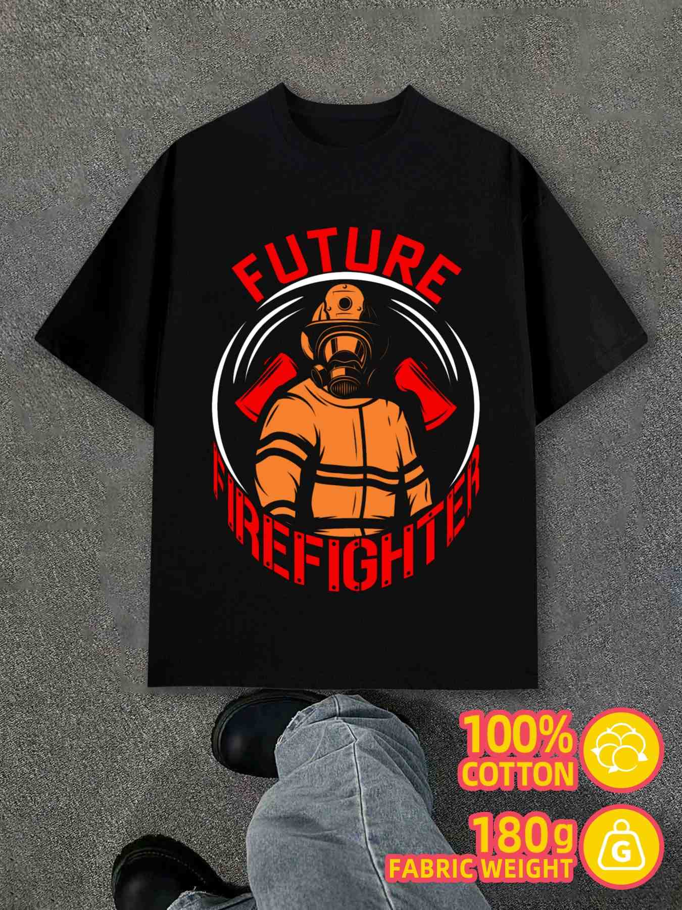 T-Shirt Y2K Future Firefighter Shirts Black 4XL