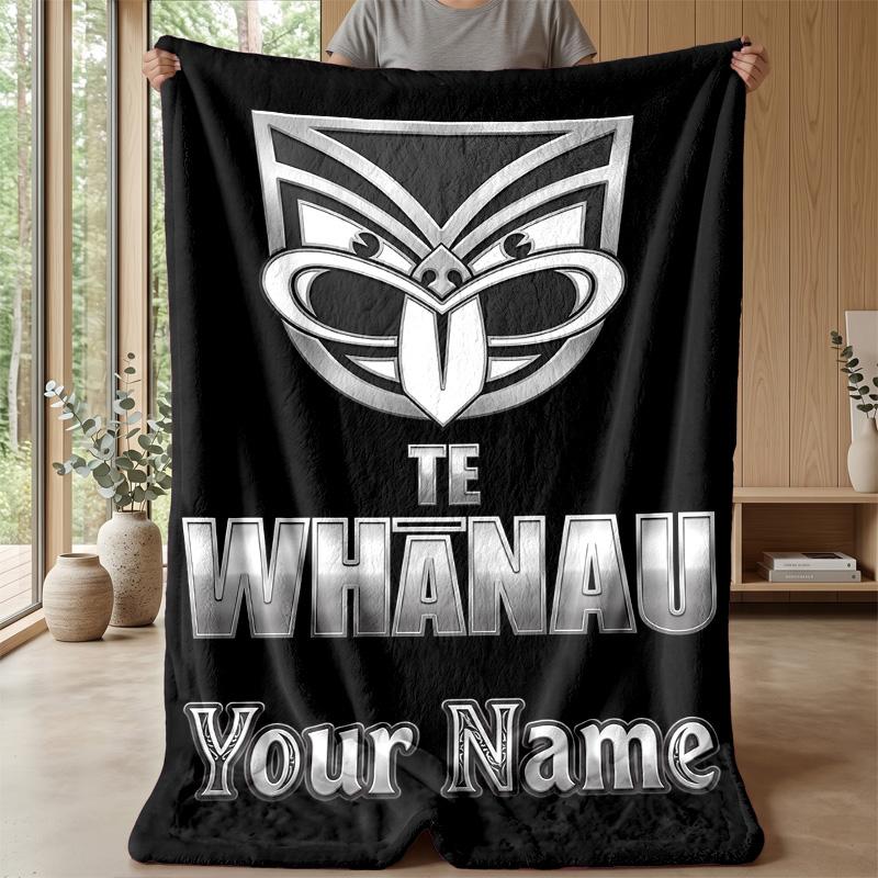 Wigan Warriors Custom Flannel Throw Blanket Print Your Name Text Soft Warm Blanket Holiday Present
