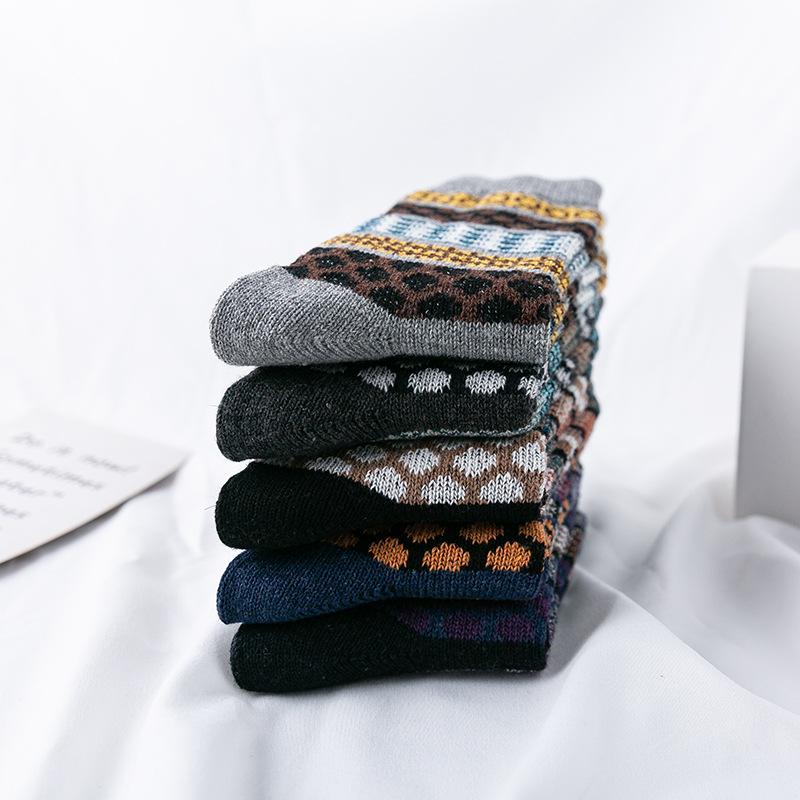 5 Pairs/lot Men's Wool Socks Winter Thicken Sheep's Socks Warm Men Retro Style Colorful Fashion New High Quality Man Socks