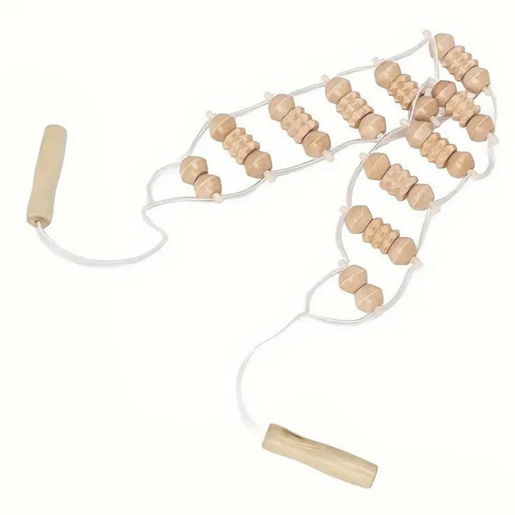 Wooden Massage Roller Rope Eliminate Local Fat Relaxation Muscle Roller Massager Portable Burrfree Lymphatic Drainage Massager