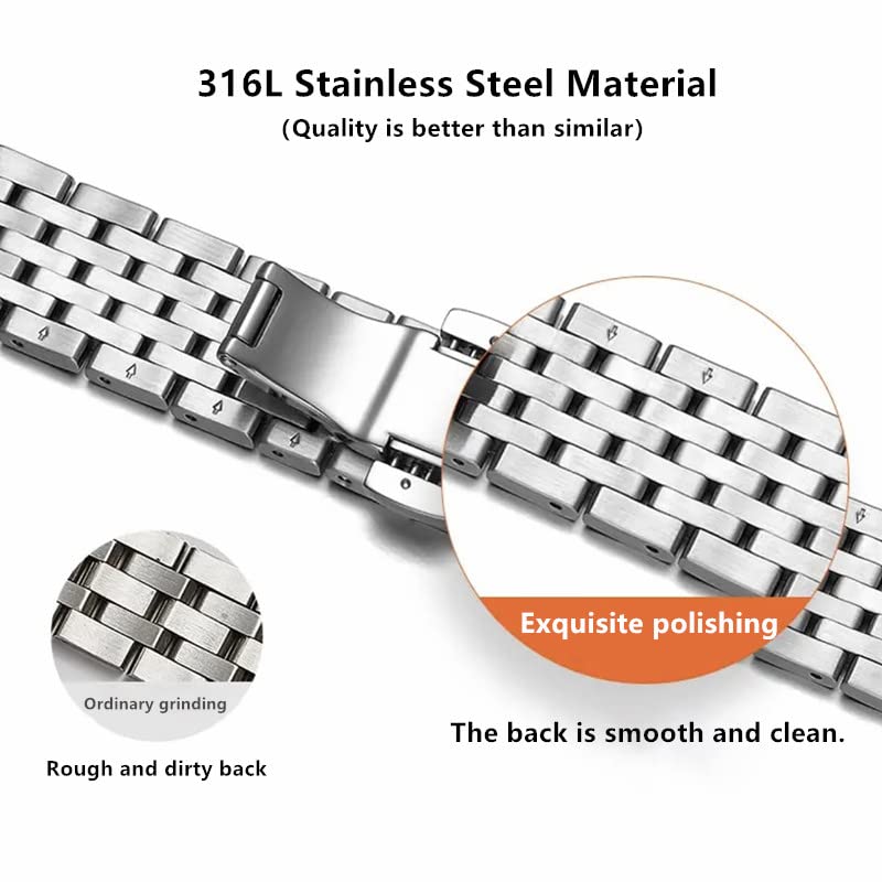 Watch Band Stainless Steel Watch Strap Metal Strap Smart Watch Band Belt Watch Band 16mm 18mm 19mm 20mm 22mm 24mm Replacement Strap Stainless Steel