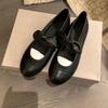 Spring New Ballet Shoes Women's Round Head Bow Pearl Mary Jane Shoes Metal Buckle Commuter Dating