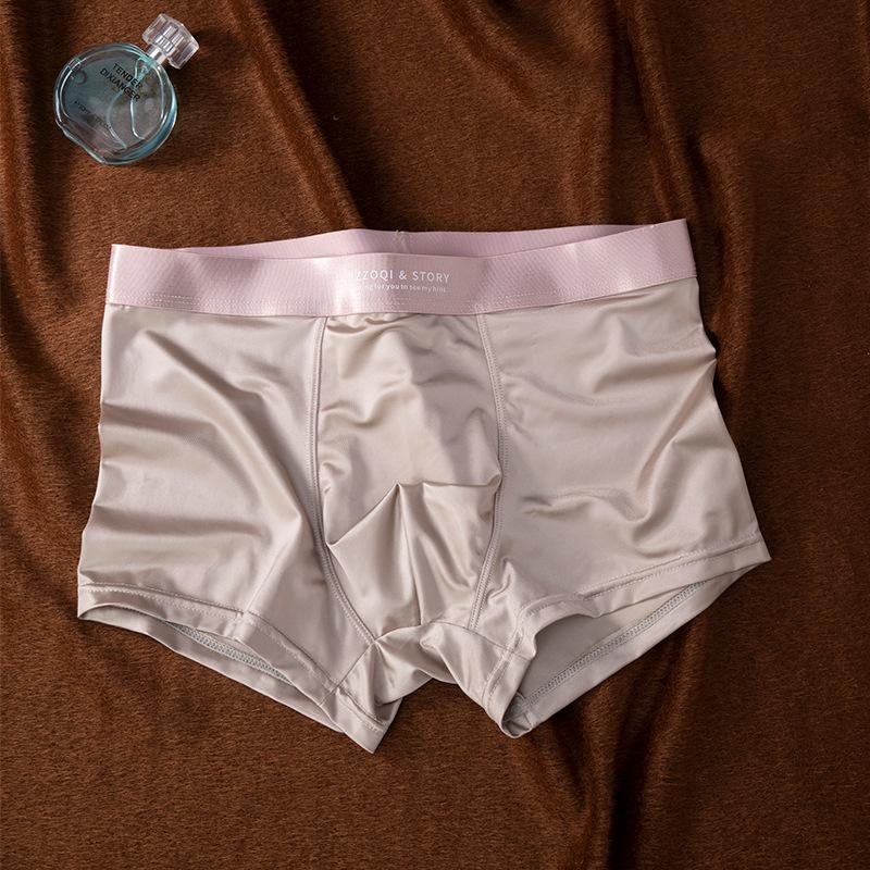 Men s Spring and Summer Fashion Light Luxury Satin Ice Silk Naked Sense Flat Angle Underwear L