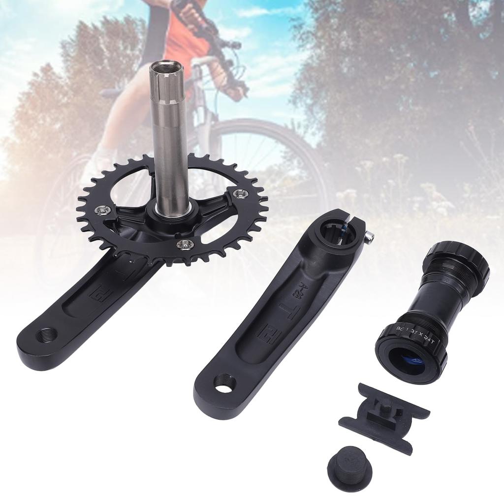 Kids Cycle Crankset with Bottom Bracket Hollow Integrated BCD104mm 34T Aluminum Alloy Cycle Chainrin