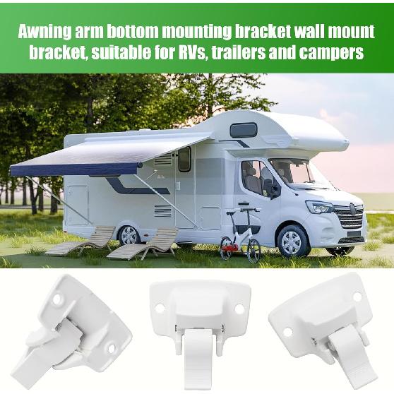 3314067.004B Trailer Mounting Bracket Compatible with Dometic/Sunchaser Awning Parts with 4 Sealing Gasket White (2 Pack)