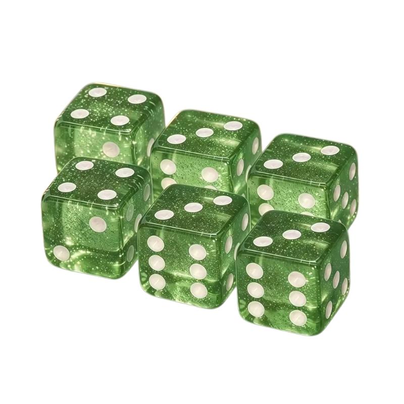 6 Stück 19 mm quadratische Ecke Acryl Würfel, Glitzer Sechsseitige Würfel Set mit weißen Markierungen für Familien-Brettspielgebrauch Täglich
