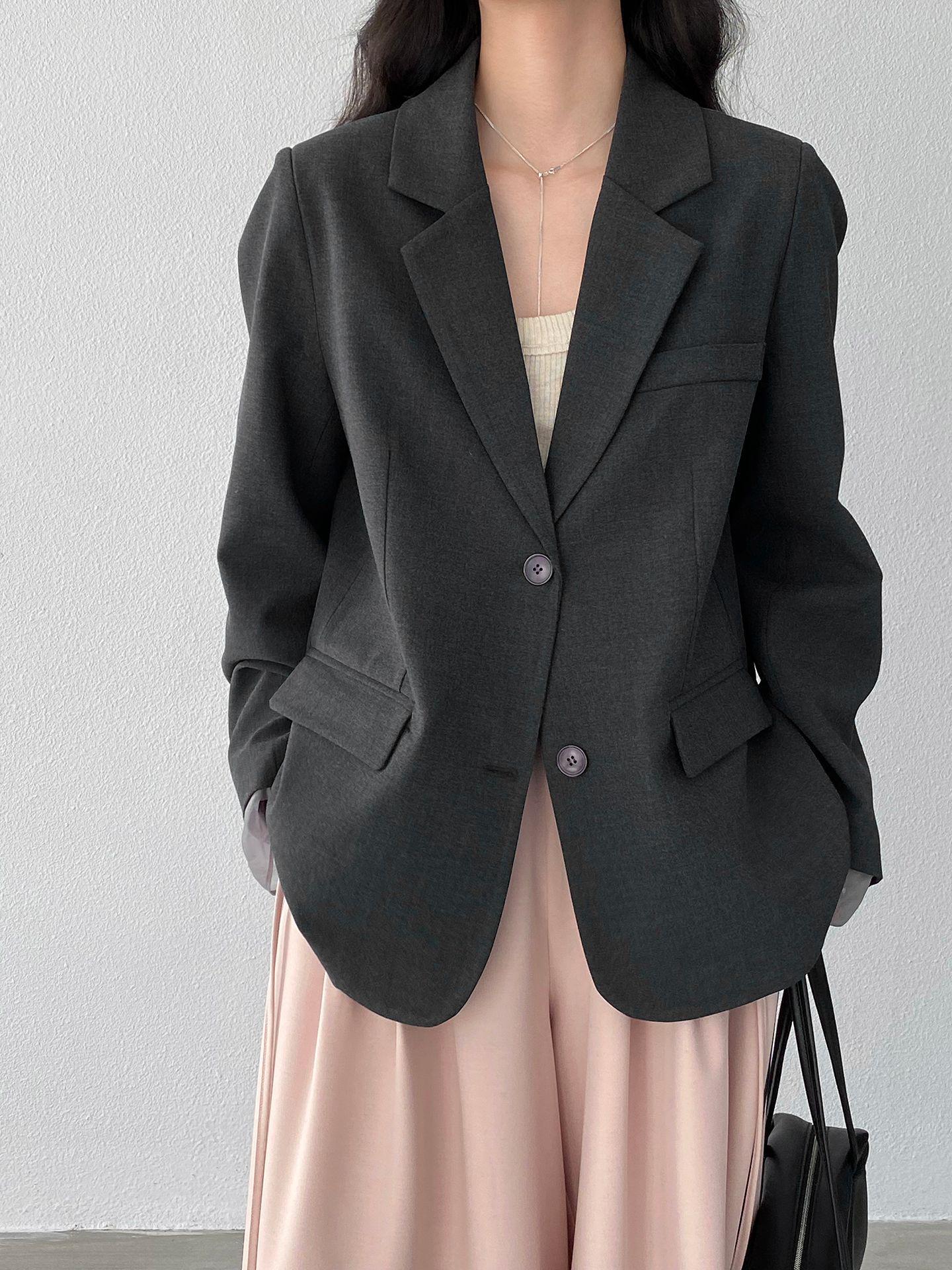 

Серая свободная повседневная куртка-пиджак с пэчворком из сетки Jiang Zuo для женщин Small