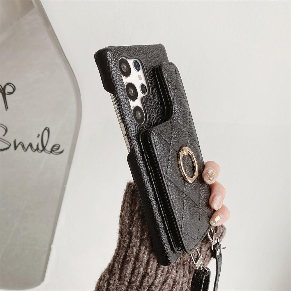 Crossbody Handyhülle für Samsung Galaxy S23 FE S24 Ultra S22 S21 Plus M54 A55 A15 A25 A35 A14 A24 A34 Geldbörse Kartenhalter Ring