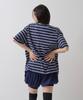 Sayu Striped Biscuit Short Sleeve T-Shirt Navy