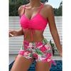 Women's Tropical Print Drawstring Two-Piece Bikini Swimsuit