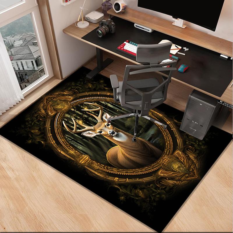 Deer With Floral Crown Office Rug Chair Mat, Entryway Carpet, Suitable for Front Door, Bedroom, Living Room, Desk, Holiday Gift