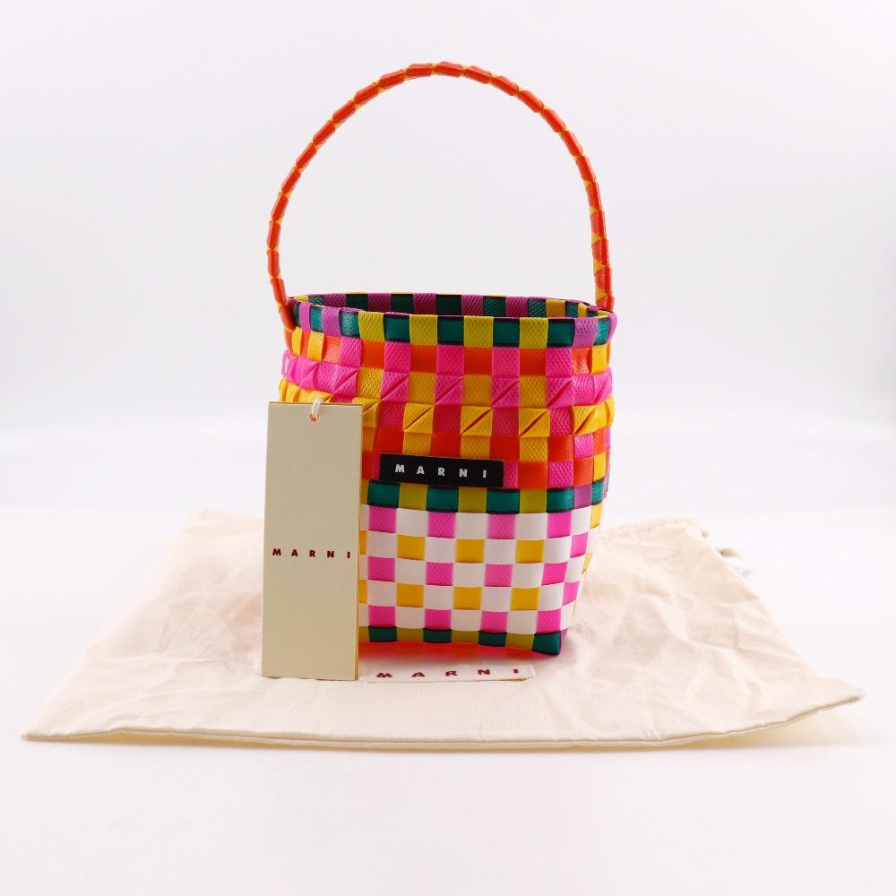 MARNI Pod Woven Bucket Handbag M00332 M00IW One handle Orange / multicolor polypropylene Women Used