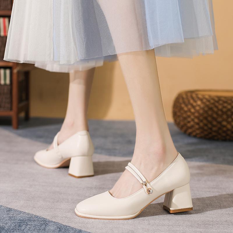 

Кожаные туфли на плоской подошве для женщин Huizhou, виноградная мать, та же корейская версия, одиночные туфли, женские, весенние, новые туфли Mary Jane, женские 34 абрикосовый