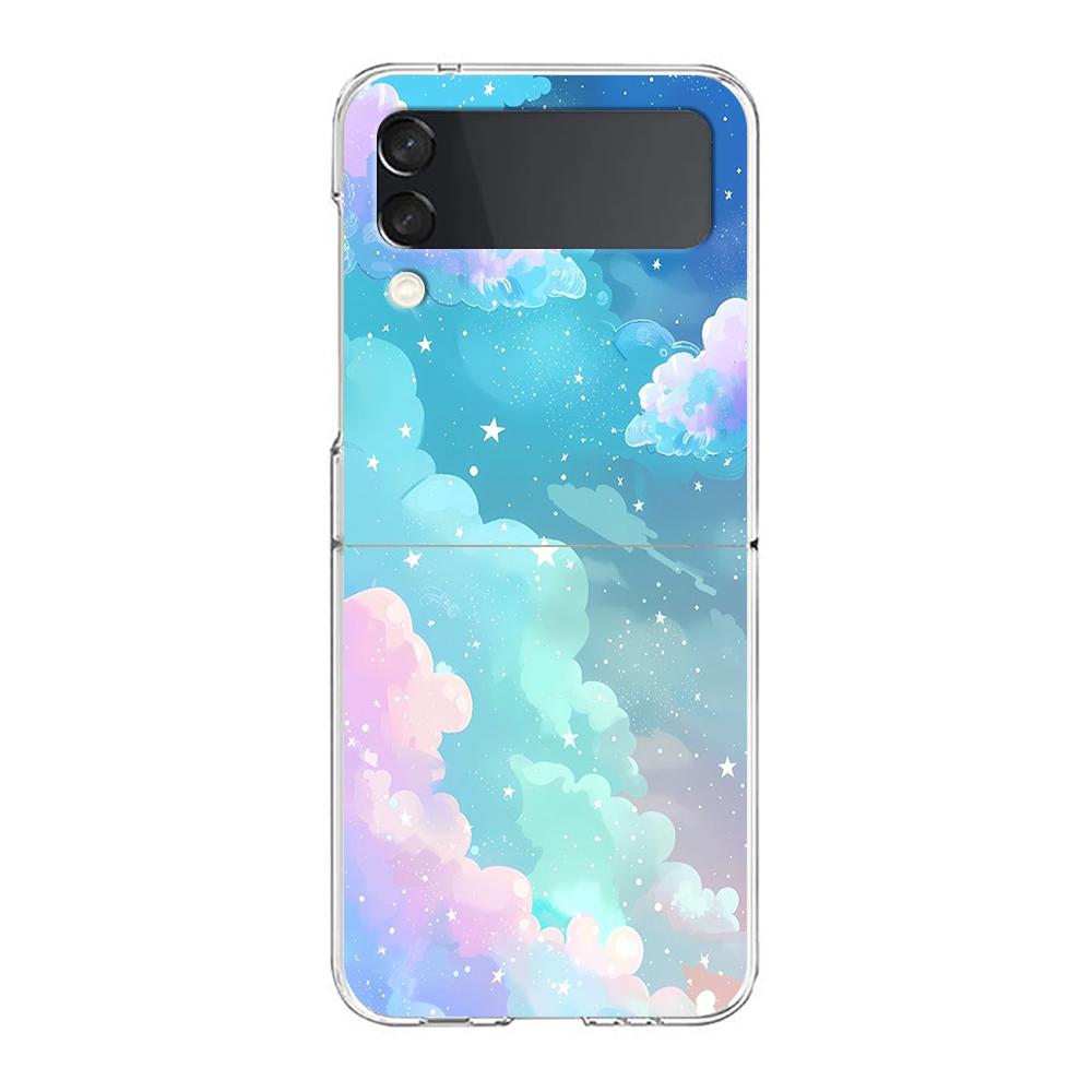 Floating Liquid candy mural Phone Case For Samsung Galaxy Z Flip 3 4 5 Hard Folding Clear PC For Samsung Z Flip 6 Back Cover