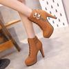 Plus Size Ankle Boots Women Platform High Heels Female Lace Up Shoes Woman Buckle Short Boot Casual Ladies Footwear