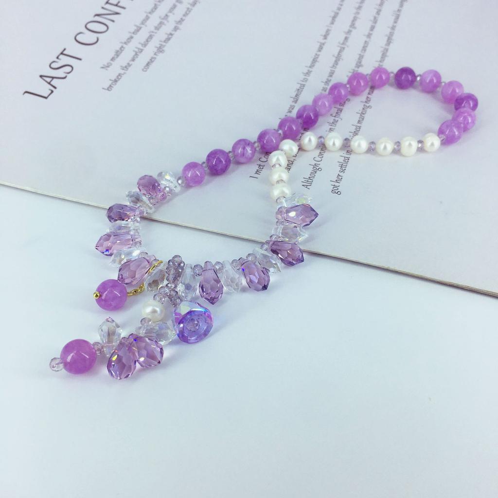 New purple crystal bracelet female cute sweet wind small fresh bracelet personalized jewelry pearl jewelry
