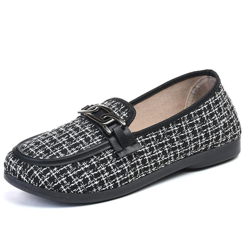 Spring and Autumn new single shoes women's fashion versatile middle-aged mother shoes one pedal old Beijing cloth shoes women