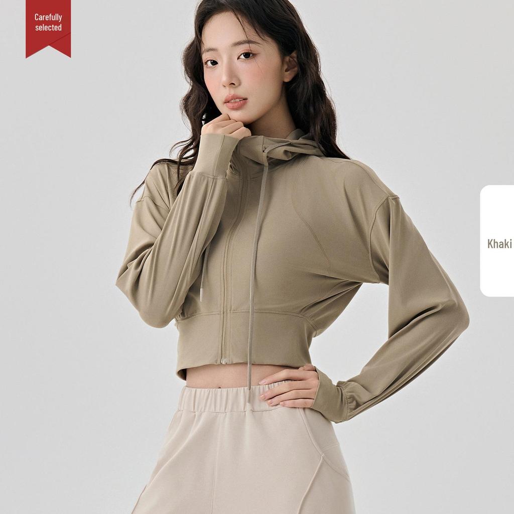 Selected Women's Hooded Sportswear Jacket: Casual Slimming Fit for Outdoor Running & Yoga