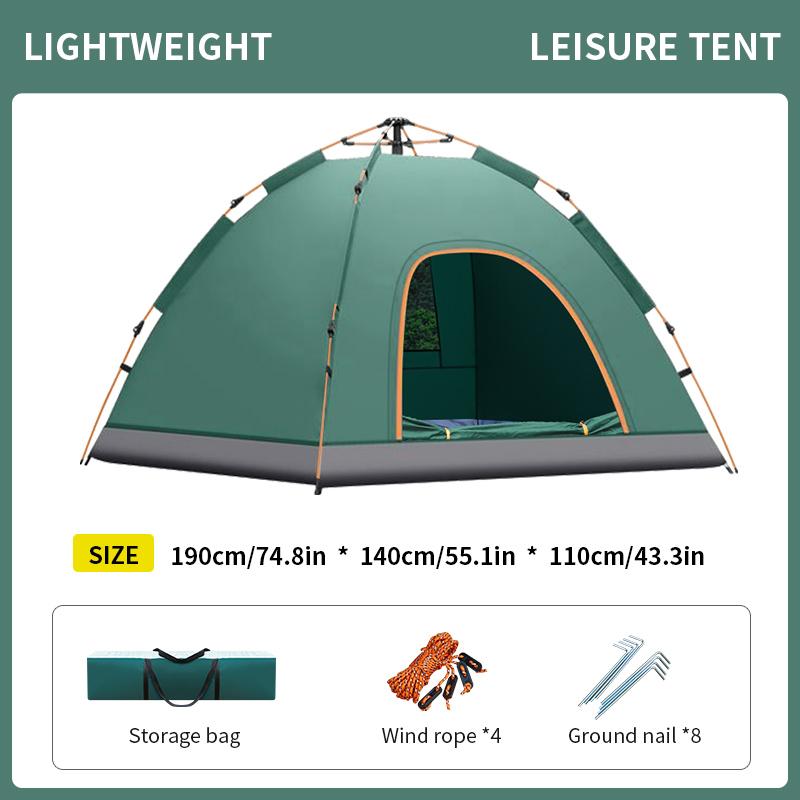 1 Green Camping Tent Outdoor Portable Foldable Overnight y Automatic Thickened Beach Indoor Quick-Open