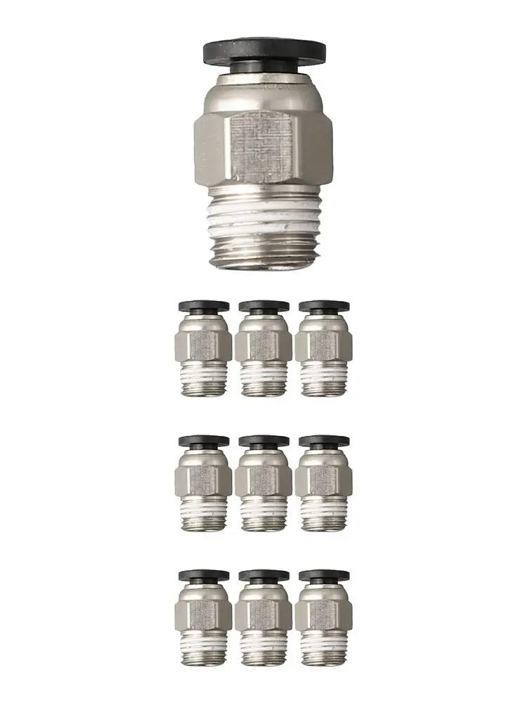 PC4M10 Male Straight Pneumatic Quick Fitting Connector for PTFE Tube with Stainless Steel Thread Suitable for Extruder Assembly