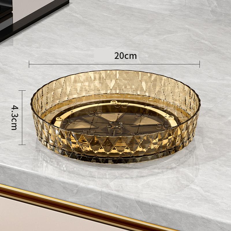 Diamond Texture 360° Rotating Storage Tray, Luxury Transparent Round Desktop Organizer Turntable for Cosmetics & Spice Bottles
