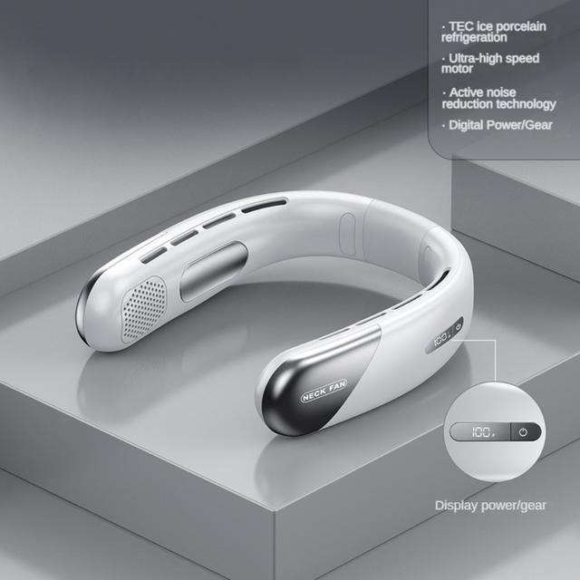 

Портативный шейный вентилятор Перезаряжаемый безлопастной вентилятор Hands Free Носимый персональный безлистный вентилятор 5 скоростей белый