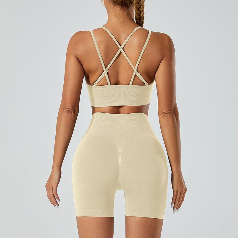 New Seamless Gathering Sports Bra, High Waist And Hip Lifting Yoga Pants, Running And Fitness Clothes, Sports Yoga Set For Women