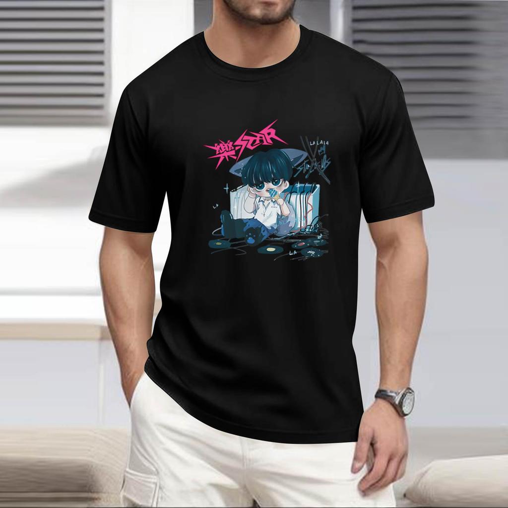 Men's Popular T-shirt Printed Round Neck Short Sleeve T-shirt