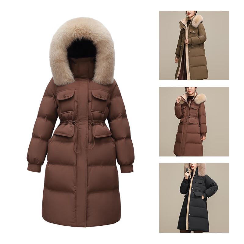 Yalu RS Women's Winter Hooded Down Jacket with Faux Fur Trim