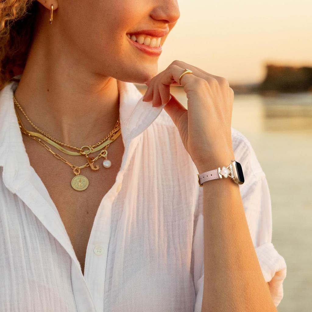 Watch Band For Apple Watch Series 10 Ultra 8 9 8 7 SE 6 5 4 3 2 1 46mm 49mm 45mm 44mm Four-Pointed Star Adjustable Genuine Cow Leather Strap