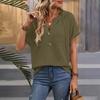Jaro a léto Nové dámské topy Jednobarevné knoflíky Módní dámské krátké rukávy