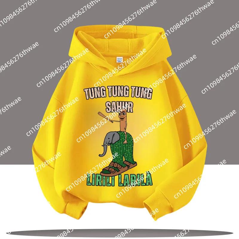 Tung Tungtung Sahur Ležérní Top s dlouhým rukávem Chlapecké oblečení Italský brainrot Dětská mikina Vtipná kreslená grafika Tenké mikiny