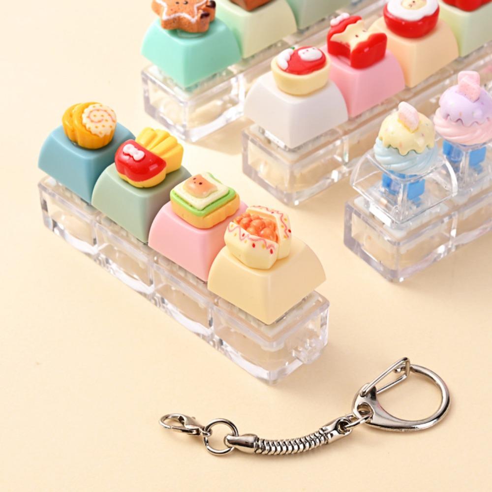 5/10Pcs Dessert Keycap Fidget Keychain Stress Relief Pendant Xmas Birthday Valentine Office Friend Party Gift Charm