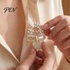 Women Dainty Jewelry Rhinstone Flower Bow Brooch Pin, Hollow Floral Bowknot Retro Alloy for Girls, Decorative Accessory Clothing Bags Scarves Pin