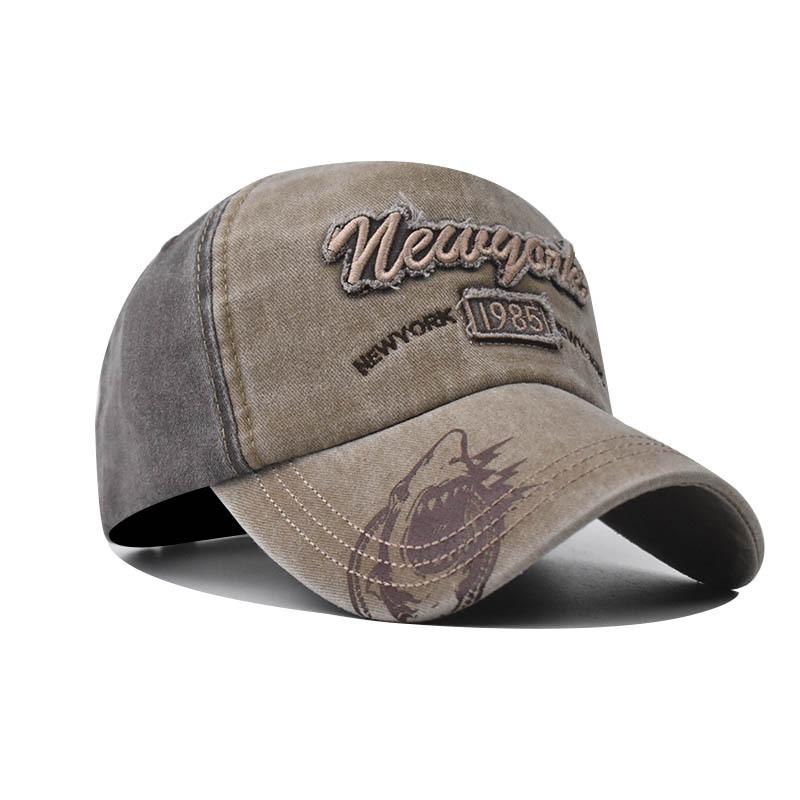 Washed Alphabet New York Embroidered Baseball Cap Vintage Personality Graffiti Shark Cap Men's Cap