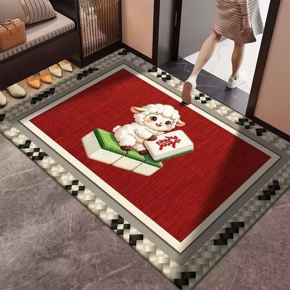 Cartoon Lamb Chinese Sheep Year Floor Mat Sheep Printed Welcome Door Mat Spring Festival