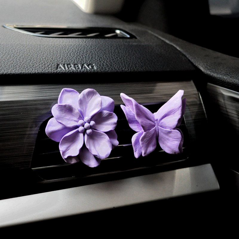 Retro Flower Car Air Outlet Aromatherapy Fancy Niche Style Camellia Car Vent Fragrant Stone Aroma Diffuser