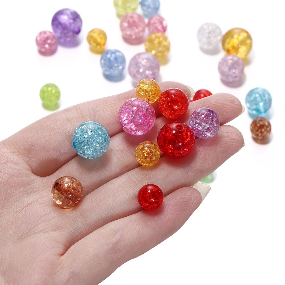 20-30pcs 8/10/12mm Cracked Crystal Acrylic Beads Colorful Loose Spacer Bead for Jewelry Making Charm Beads DIY Bracelet Necklace