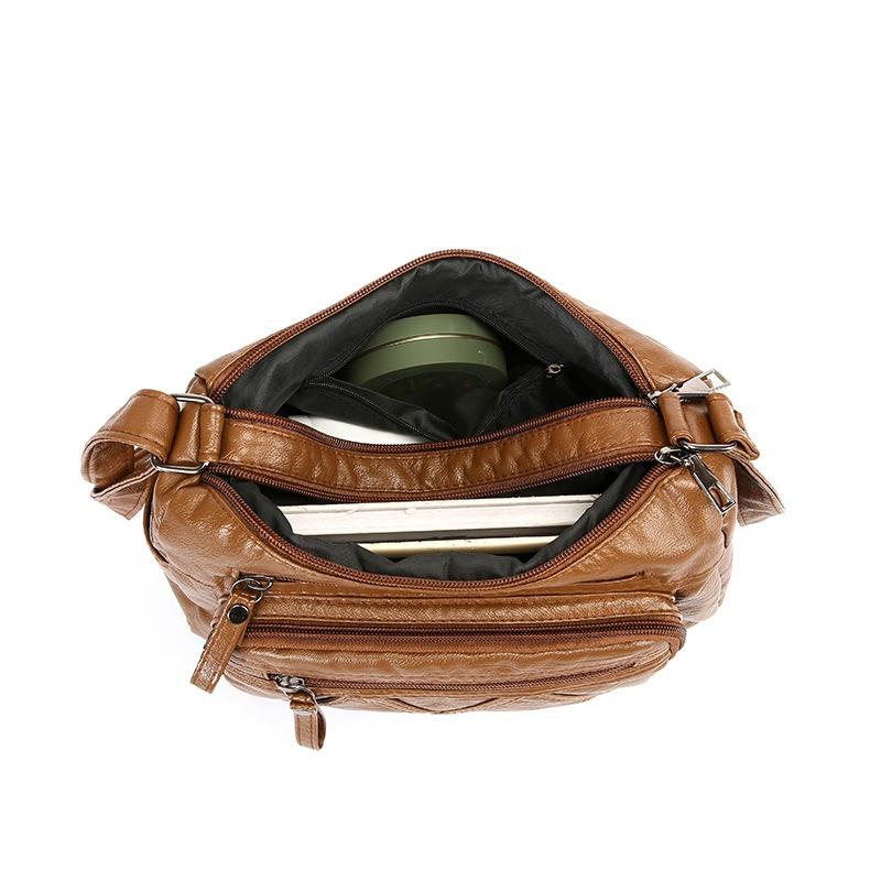Fashion mother bag new women's bag multi-layer large-capacity soft leather shoulder messenger bag simple retro backpack women