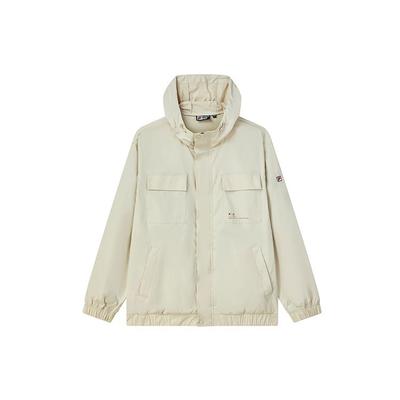 Pocket Sports Hooded Woven Logo Jacket Men Jacket White-Birch Gray F11M138753F-GY