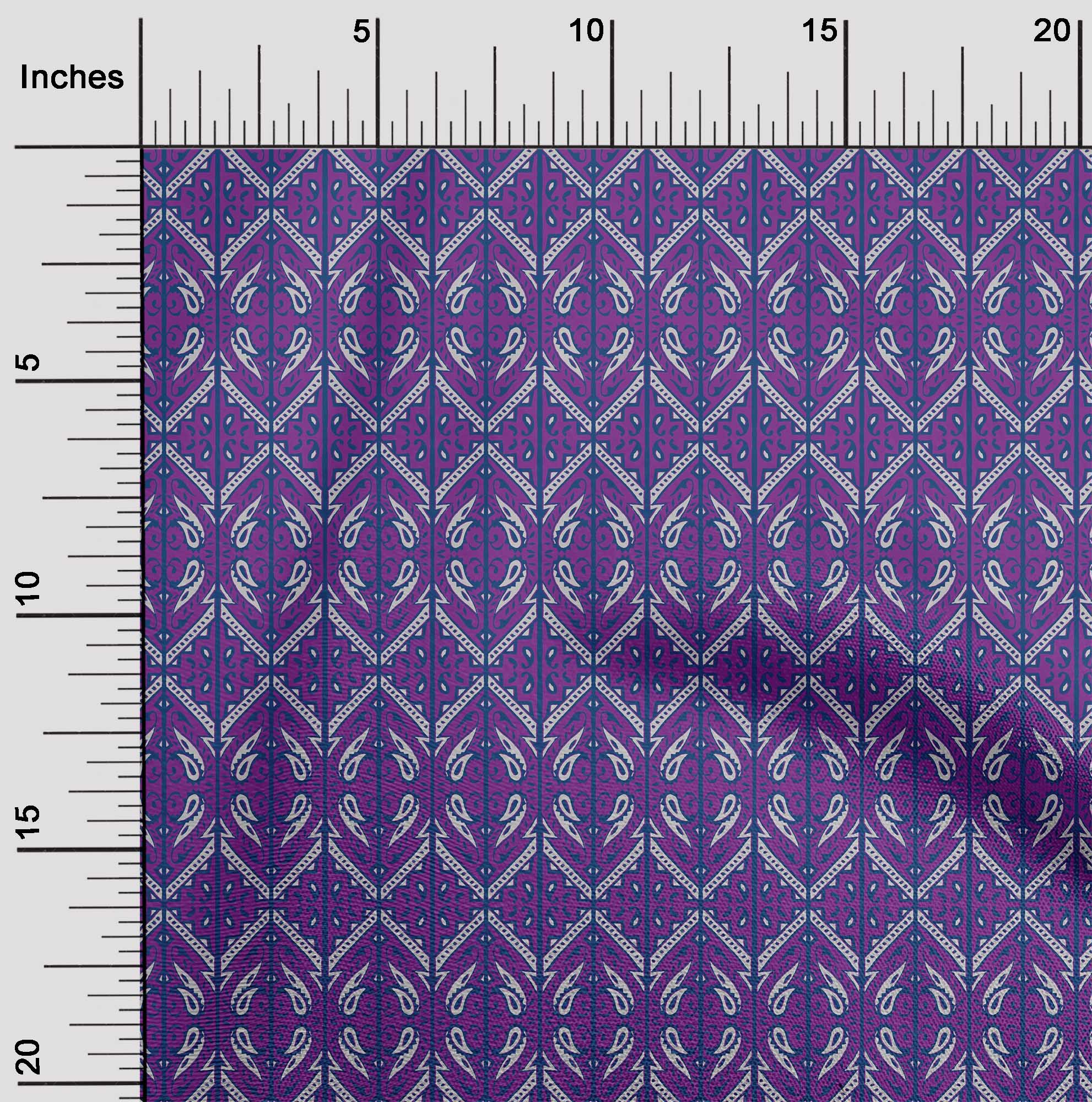 

oneOone Cotton Flex Fabric Geometric & Paisley Block Printed Fabric 1 Yard 40 Inch 42 Inch - Viscose Chiffon фіолетовий