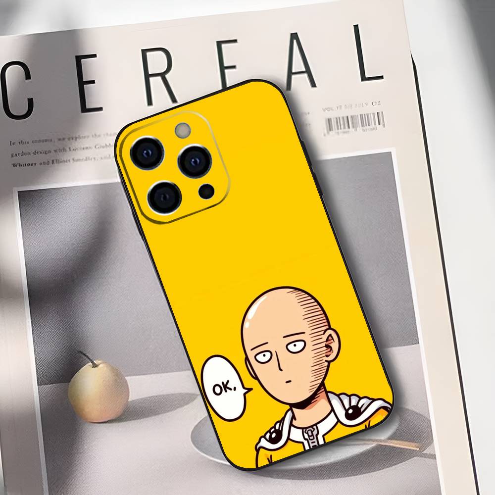 One P-Punch M-Man S-Saitama Phone Case For iPhone 17,16,15,14,13,12,11 Plus,Pro Max,XS,Soft Black Cover