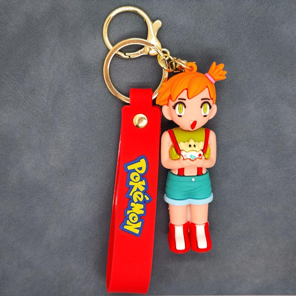 Anime New Pokemon Pikachu Ash Ketchum Keychain Fashion Jewelry Resin Action Figures PVC Key Ring Bag Pendant 8cm