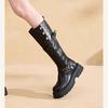 2025 Autumn and Winter New Small Thick Leg Boots Knight Boots Black Thick-soled High Boots Boots Women