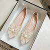Women Flat Diamond Bow Shoes Women Autumn Fashion Breathable Work Shoes Ladies Casual Outdoor Ladies Pointed Shallow Big Size 43