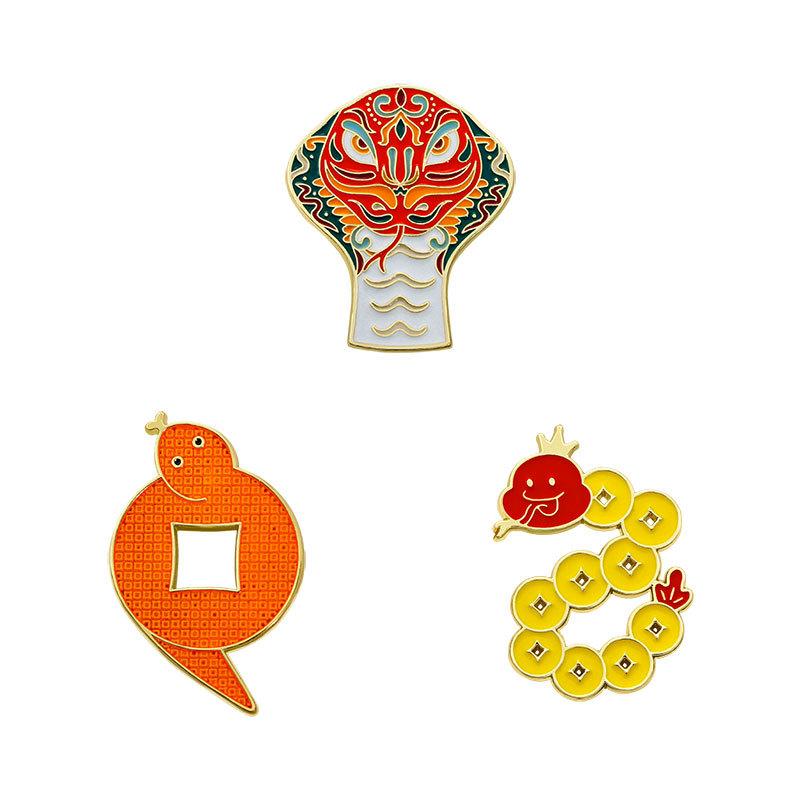 2025 Year of the Snake Zodiac Brooch Cartoon Spirit Snake Xianrui Chinese Style Natal Year Bag Decoration Dripping Oil