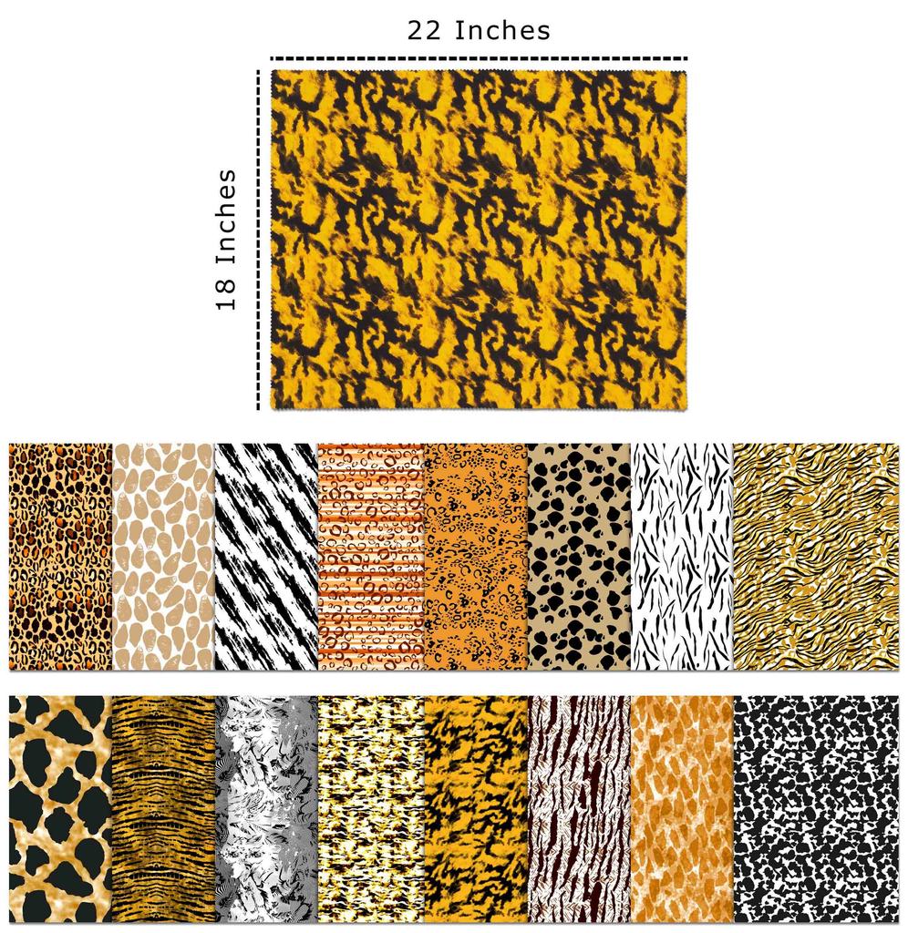 Soimoi 16 Pc Fat Quarter Bundle- Animals Print 18"x 22" DIY Patchwork- 100 Cotton Pre-Cut Quilting Fabric