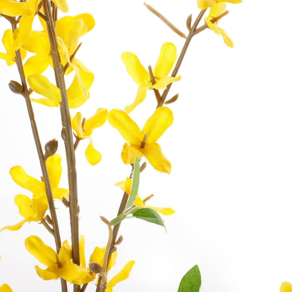 4Pcs Artificial Forsythia Flowers, 39in Faux Forsythia Branches Silk Yellow Flower Stems, Fake Orchids Bouquets for Floral Arrangement Wedding Home