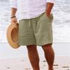 Men's Color Lace-up Sweatpants Men's Cotton Hemp Beach Pants Casual Quick-drying Shorts